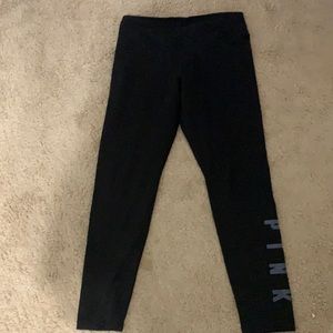 Pink black fleece lined leggings